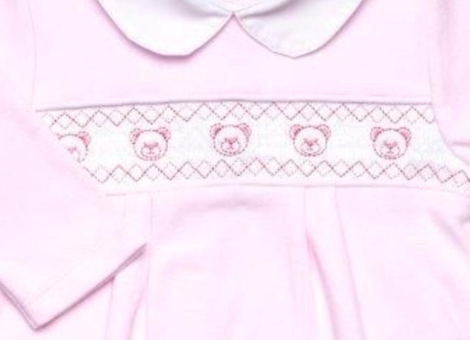 Teddy bear cross stitch sleepsuit