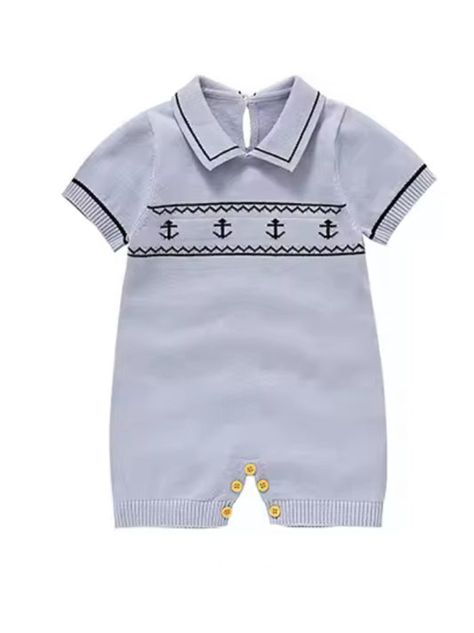 Knitted sailor romper